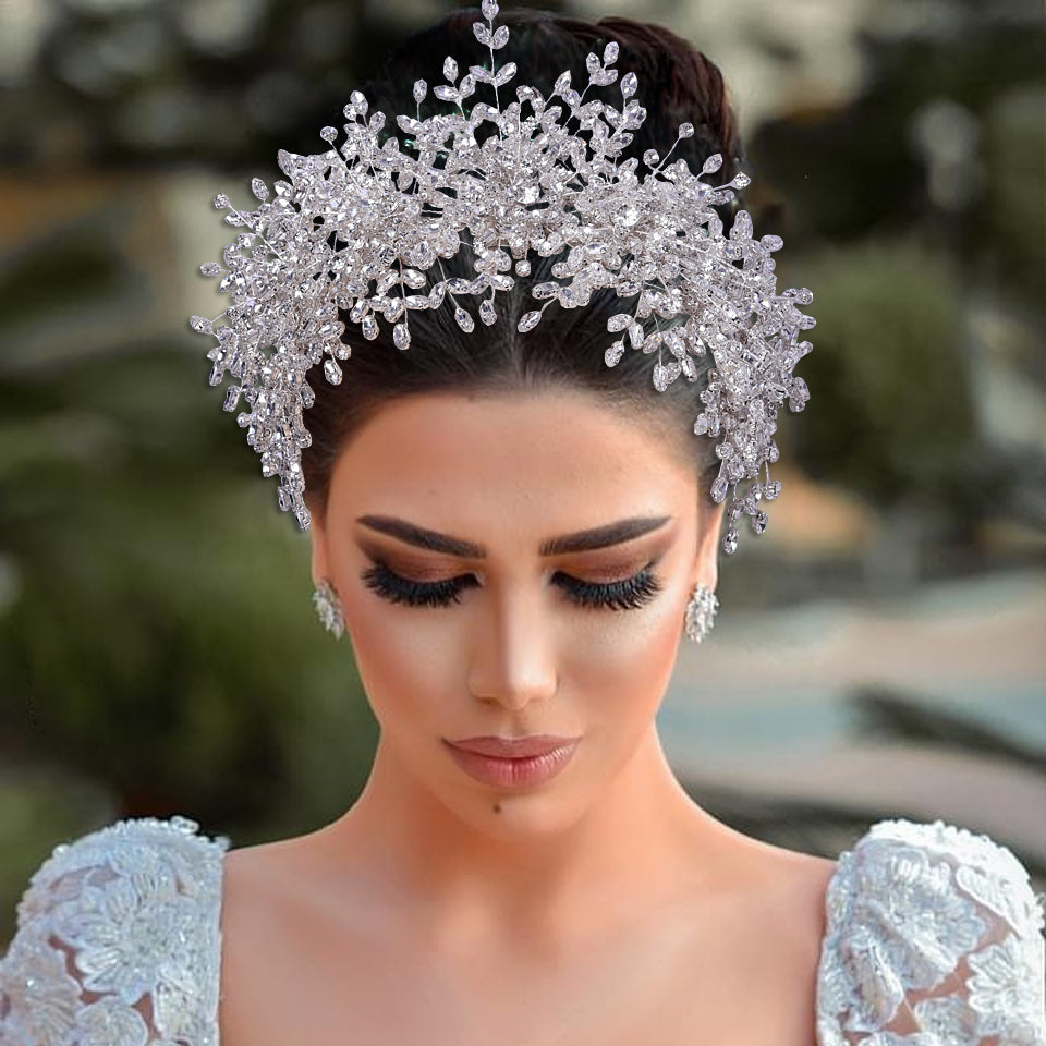 BRIDELLA BHP385 Luxury Rhinestone Hairband Bridal Wedding Jewelry Accessories Handmade Sparkling Crystal Woman Headwear