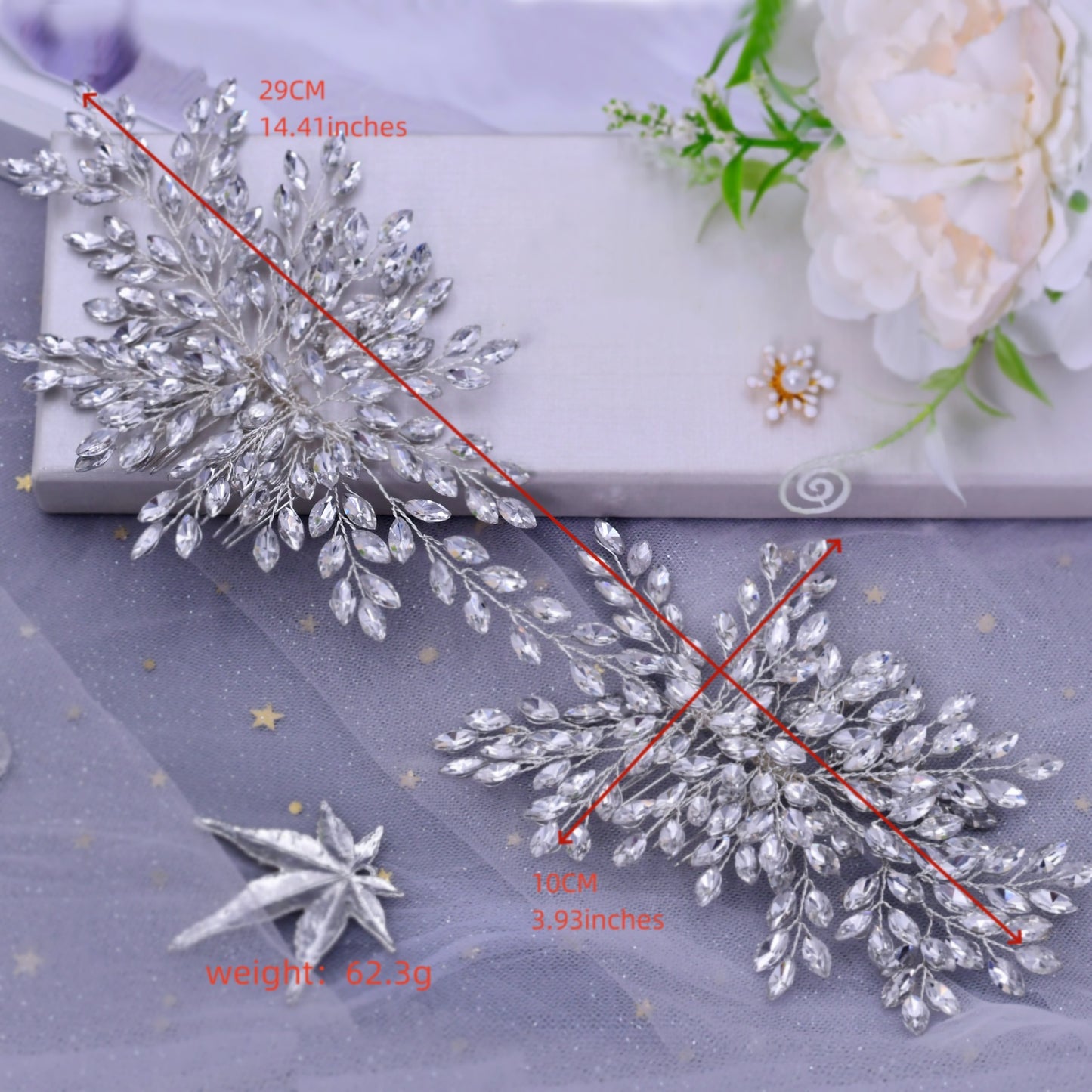 BRIDELLA BHP392 Rhinestone Headpiece Bridal Hair Clips Bride Double Combs Wedding Hair Accessories Woman Comb Bridal Headpiece