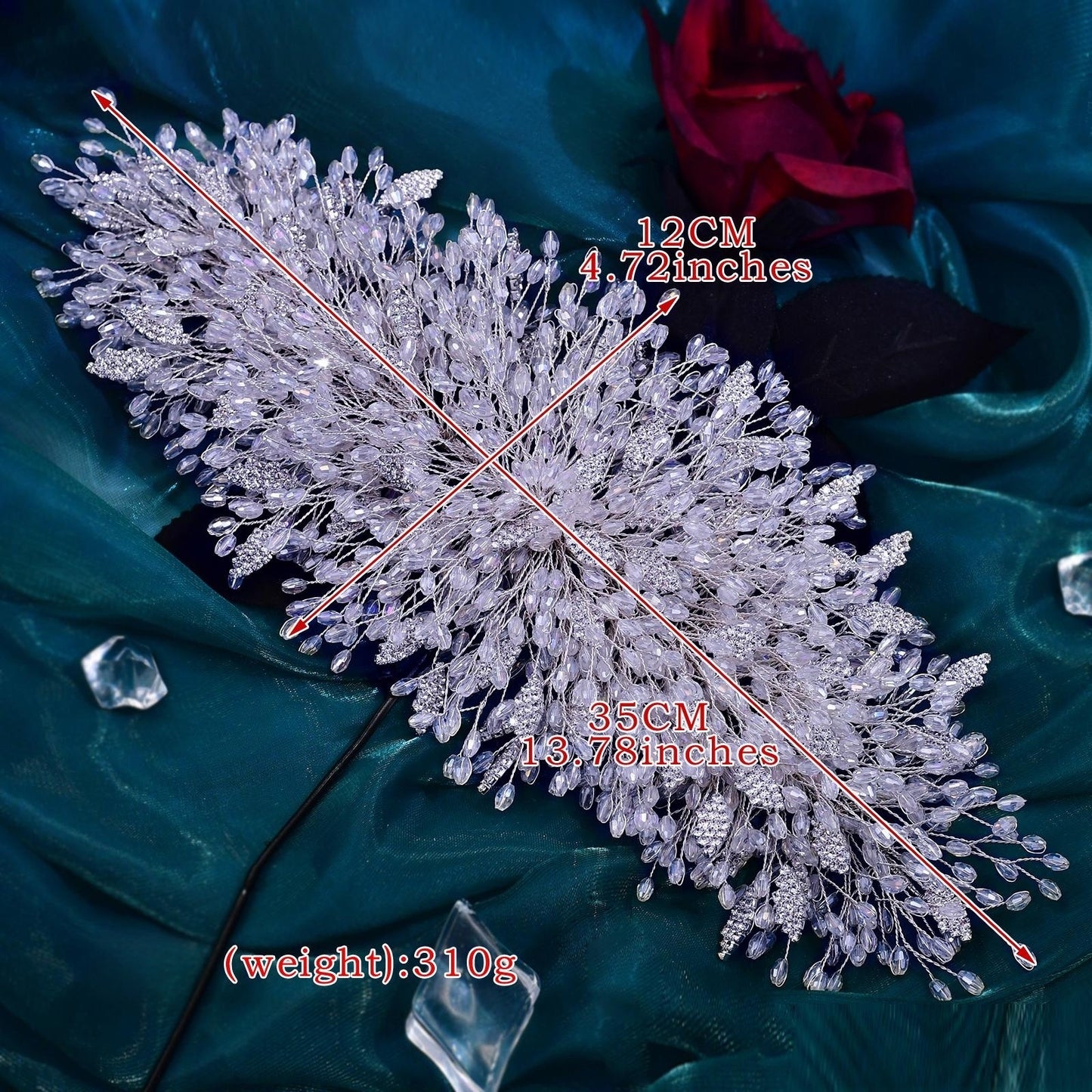 BRIDELLA BHP397 Luxury Bride White Crystal Headpiece Wedding Crowns Pageant Big Rhinestone Women Tiara Bridal Wire Headband