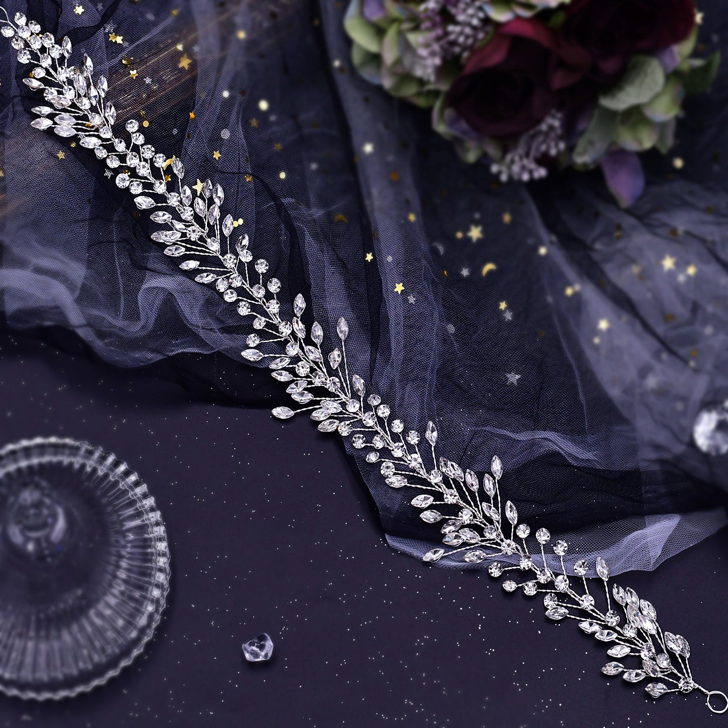 BRIDELLA BHP410  Bridal Crystal Headband Handmade Rhinestone Hair Vine Wedding Hair Accessories Woman Tiara Head Pieces Jewelry
