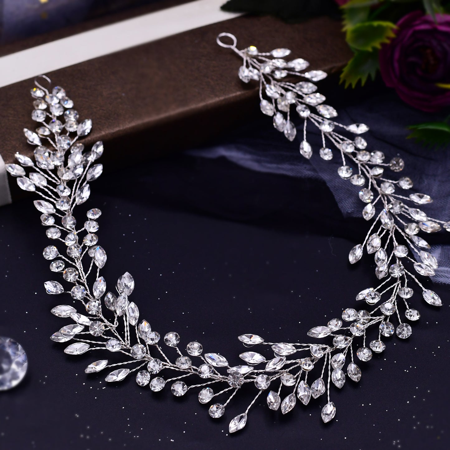 BRIDELLA BHP410  Bridal Crystal Headband Handmade Rhinestone Hair Vine Wedding Hair Accessories Woman Tiara Head Pieces Jewelry