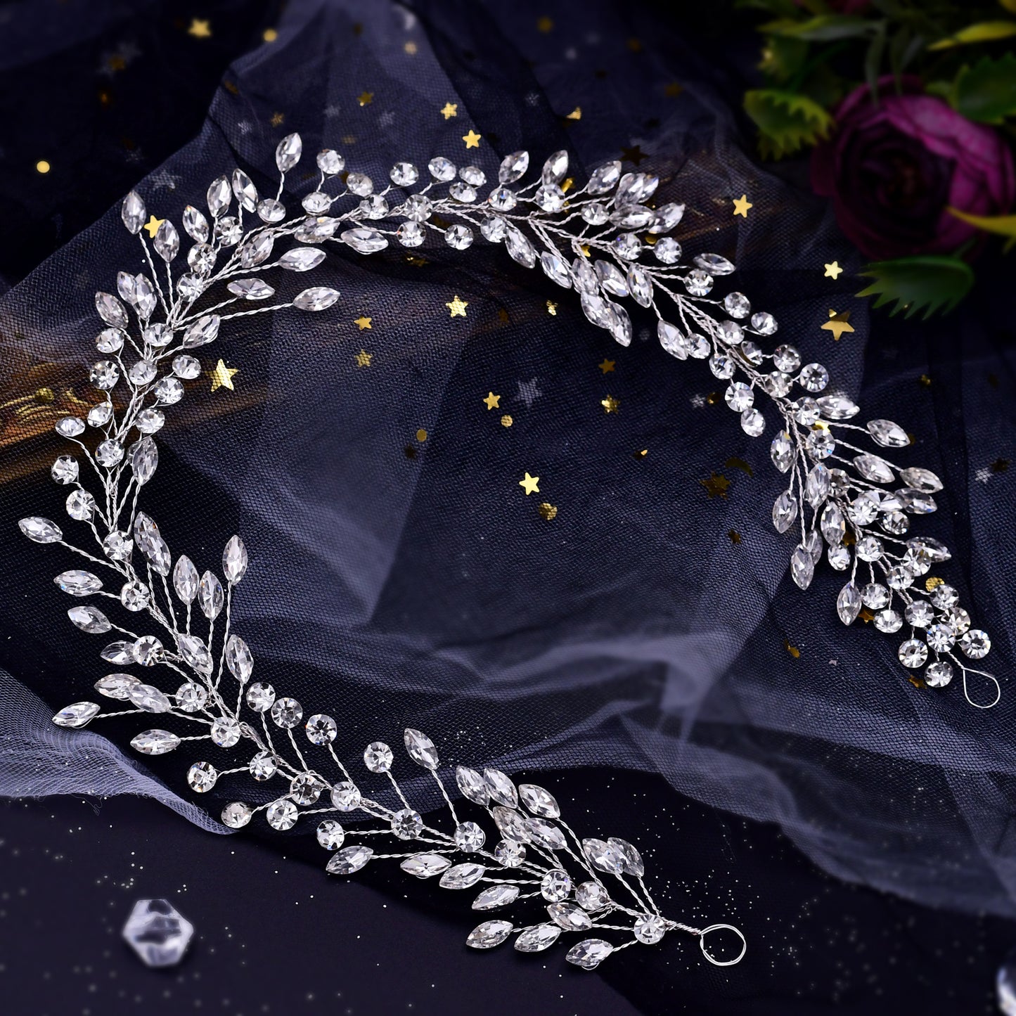 BRIDELLA BHP410  Bridal Crystal Headband Handmade Rhinestone Hair Vine Wedding Hair Accessories Woman Tiara Head Pieces Jewelry