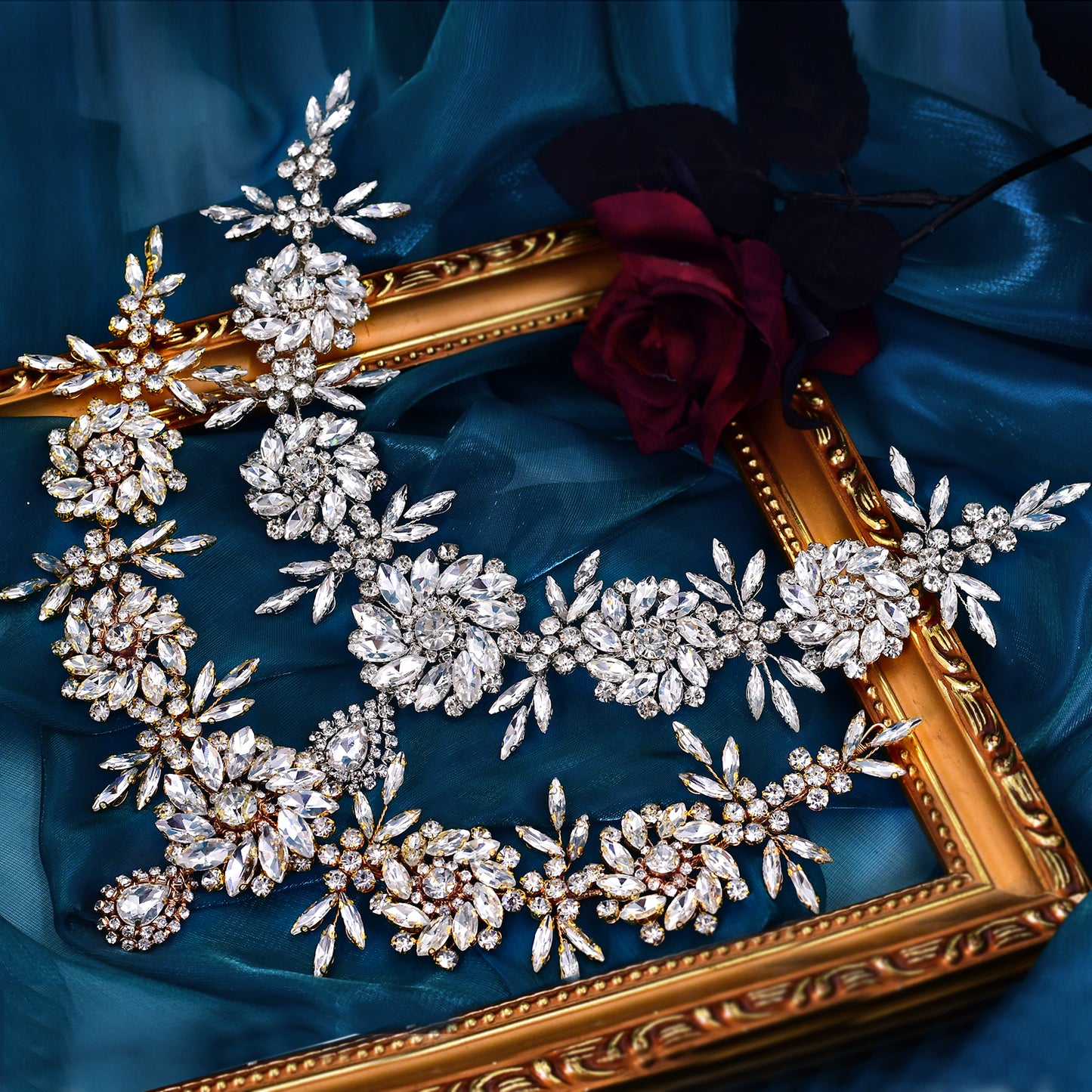 BRIDELLA BHP440 Rhinestone Forehead Decoration Bridal Wedding Handmade Crystal Pendant Woman Hair Accessories Bridal Headwear