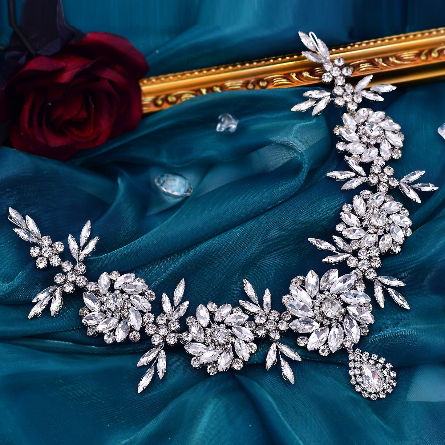 BRIDELLA BHP440 Rhinestone Forehead Decoration Bridal Wedding Handmade Crystal Pendant Woman Hair Accessories Bridal Headwear