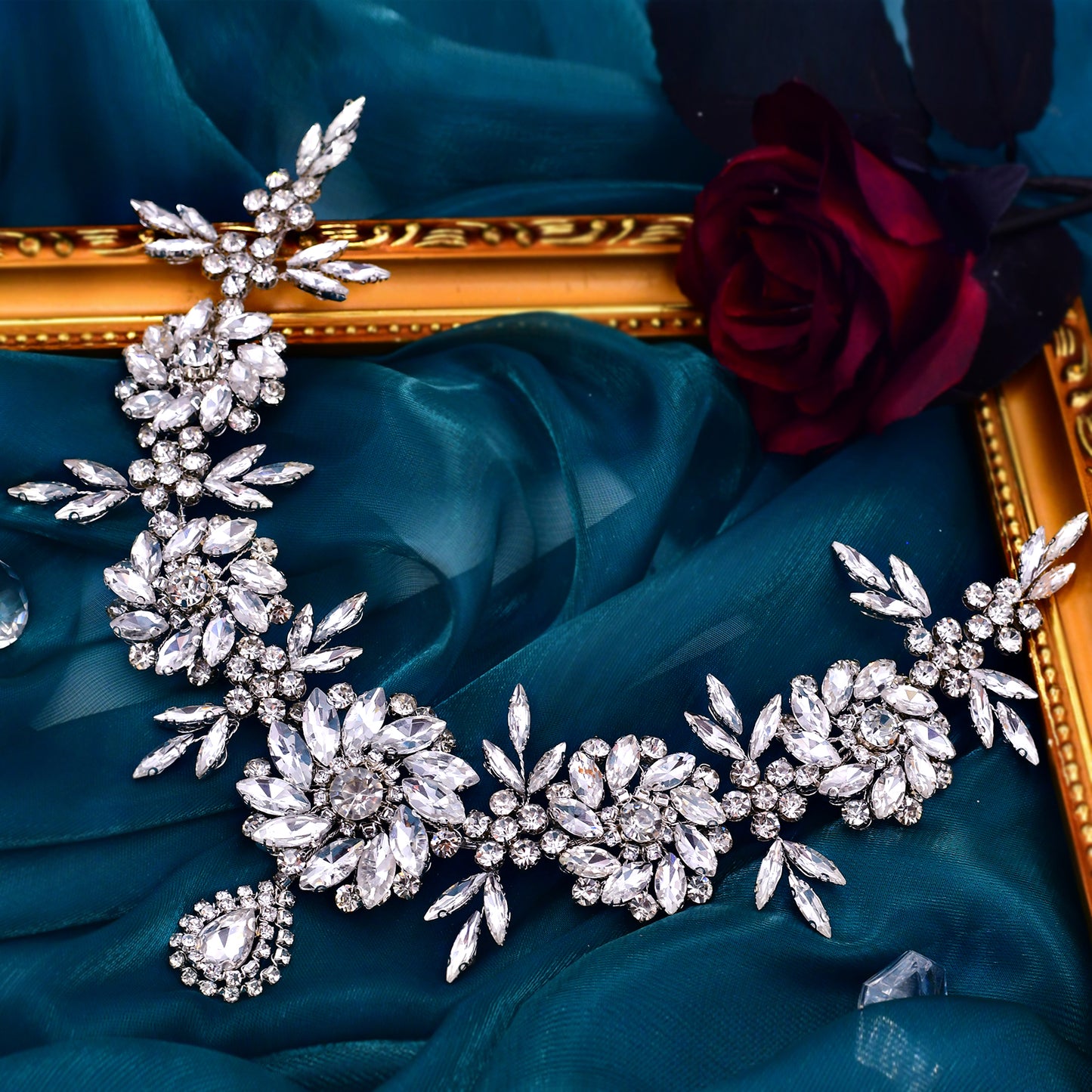 BRIDELLA BHP440 Rhinestone Forehead Decoration Bridal Wedding Handmade Crystal Pendant Woman Hair Accessories Bridal Headwear