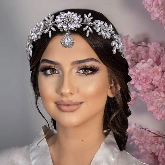 BRIDELLA BHP440 Rhinestone Forehead Decoration Bridal Wedding Handmade Crystal Pendant Woman Hair Accessories Bridal Headwear