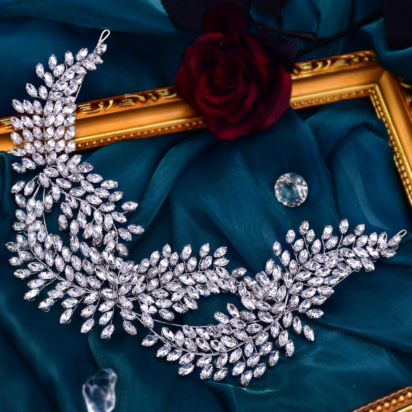 BRIDELLA BHP444 Bridal Wedding Hair Accessories Rhinestone Bride Headband Women Hair Jewelry Ornament Pageant Crown and Tiara