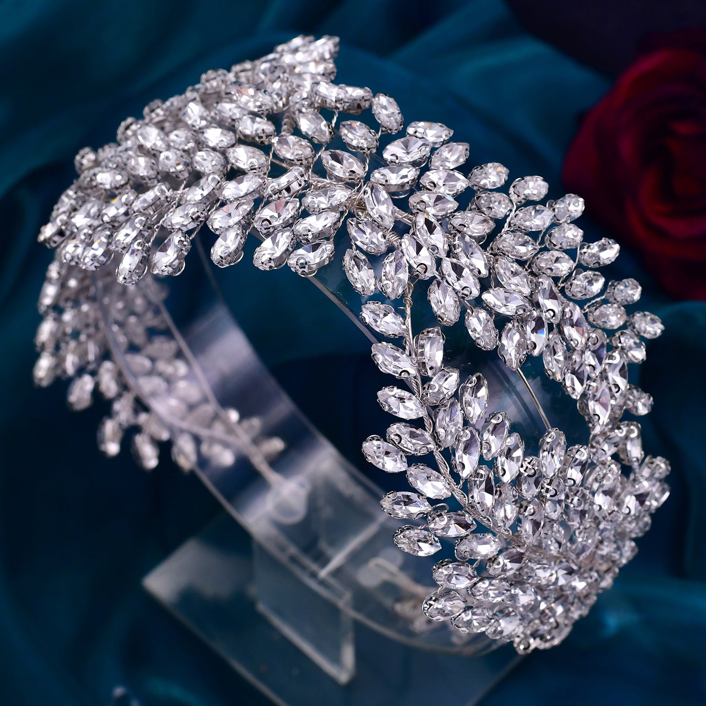 BRIDELLA BHP444 Bridal Wedding Hair Accessories Rhinestone Bride Headband Women Hair Jewelry Ornament Pageant Crown and Tiara