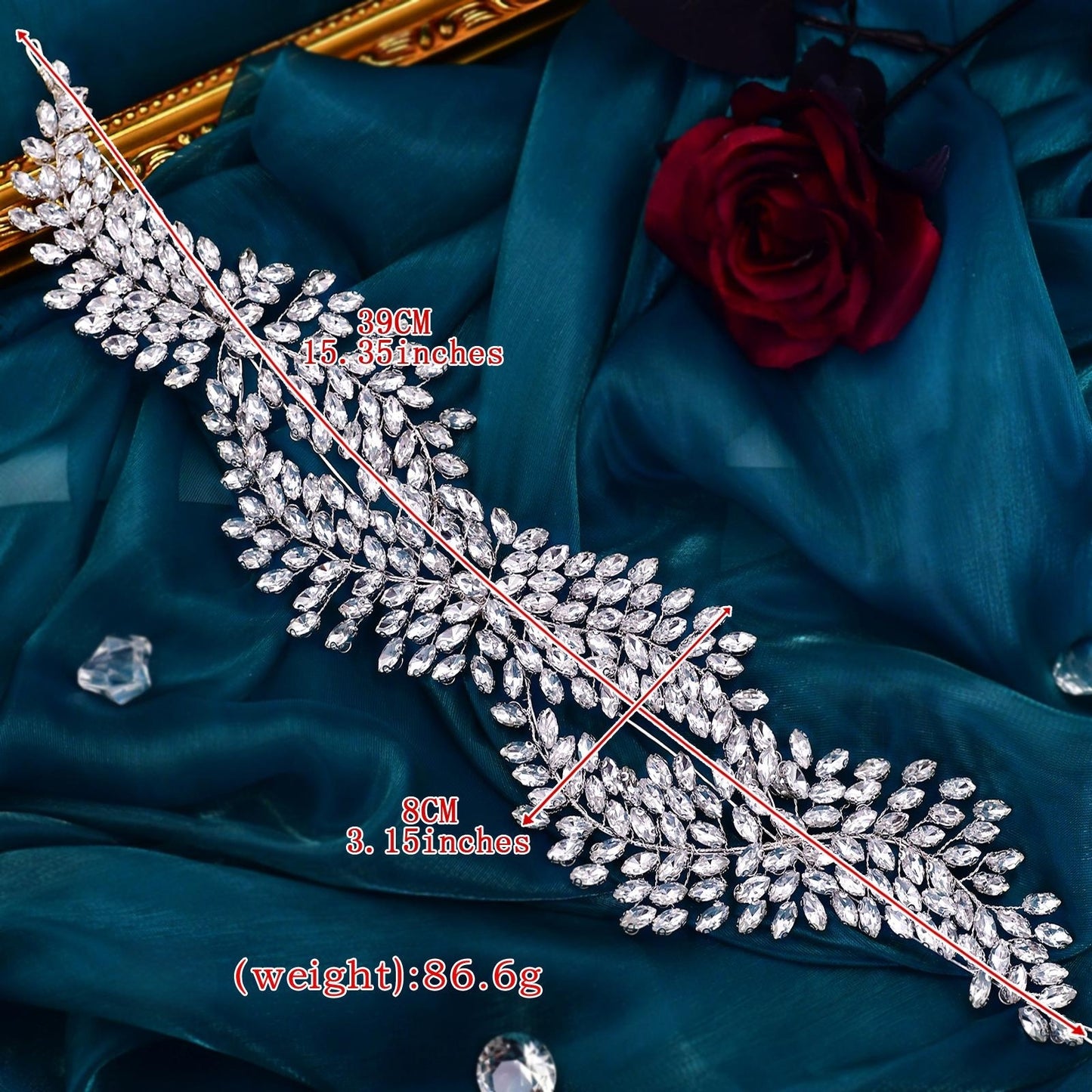 BRIDELLA BHP444 Bridal Wedding Hair Accessories Rhinestone Bride Headband Women Hair Jewelry Ornament Pageant Crown and Tiara