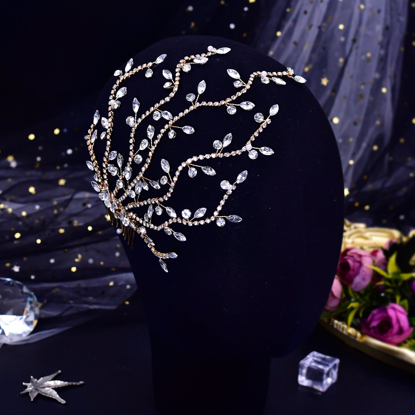 BRIDELLA BHP481 Fashion Bridal Tiara Rhinestone Wedding Head Piece Bride Side Comb Wedding Hair Accessories Women Girl Headwear