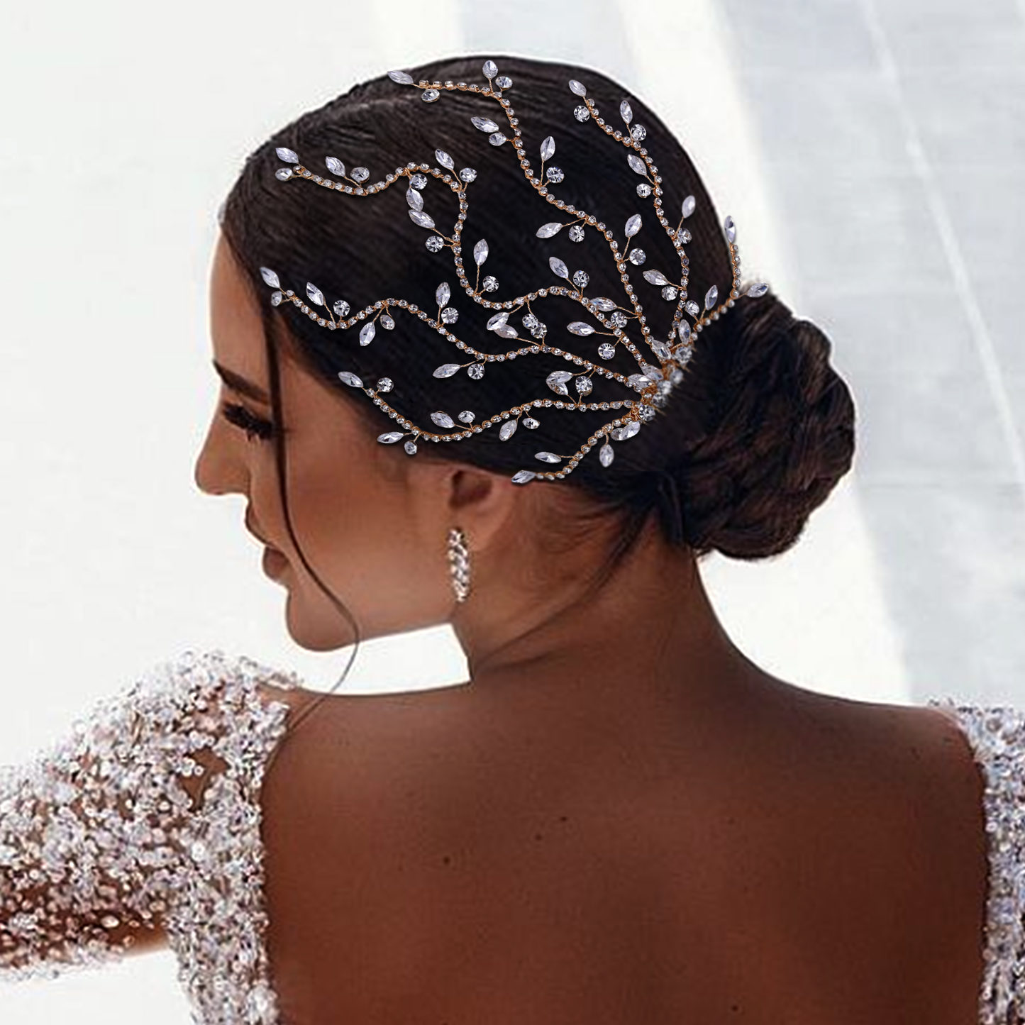 BRIDELLA BHP481 Fashion Bridal Tiara Rhinestone Wedding Head Piece Bride Side Comb Wedding Hair Accessories Women Girl Headwear