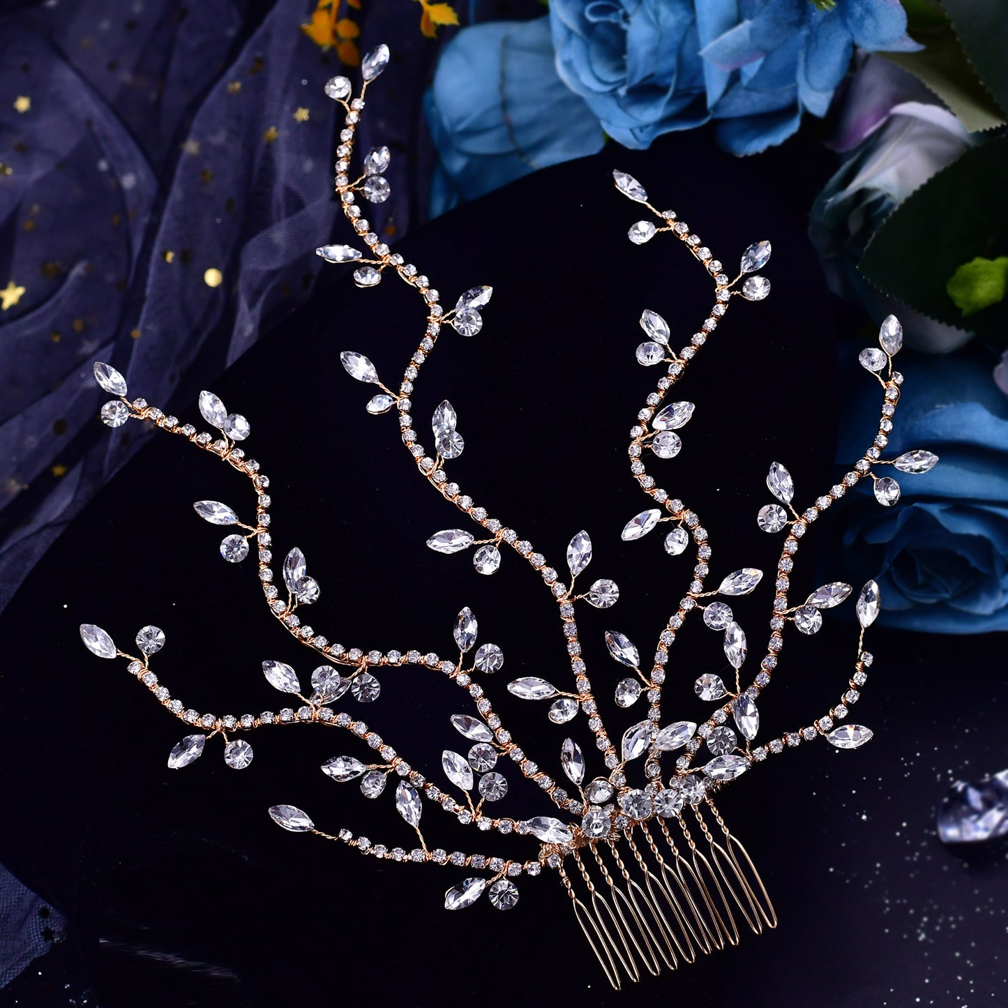 BRIDELLA BHP481 Fashion Bridal Tiara Rhinestone Wedding Head Piece Bride Side Comb Wedding Hair Accessories Women Girl Headwear