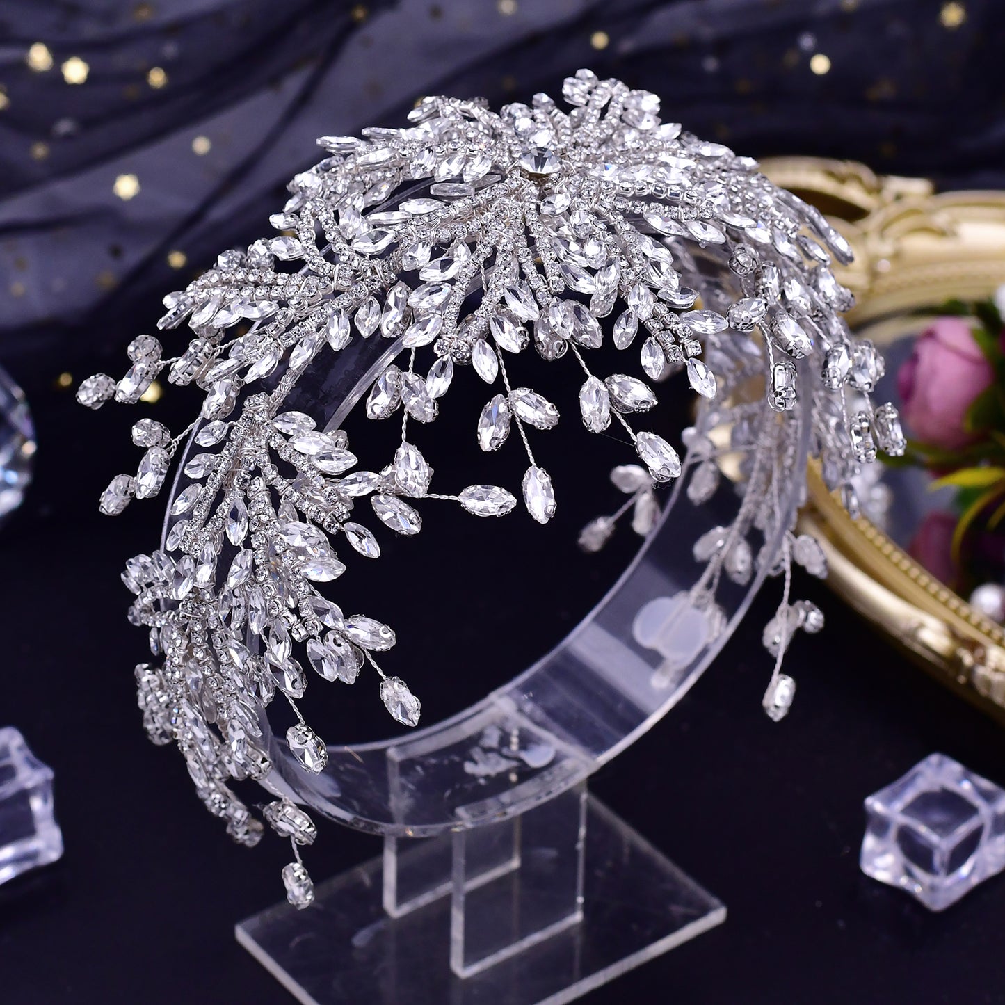 BRIDELLA BHP482  Wedding Headbands Bridal Tiaras and Headdress Crystal Headpiece Bride Hair Accessories Handmade Princess Headwear