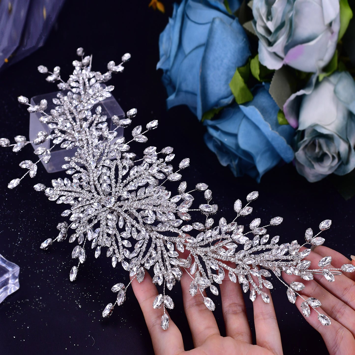 BRIDELLA BHP482  Wedding Headbands Bridal Tiaras and Headdress Crystal Headpiece Bride Hair Accessories Handmade Princess Headwear