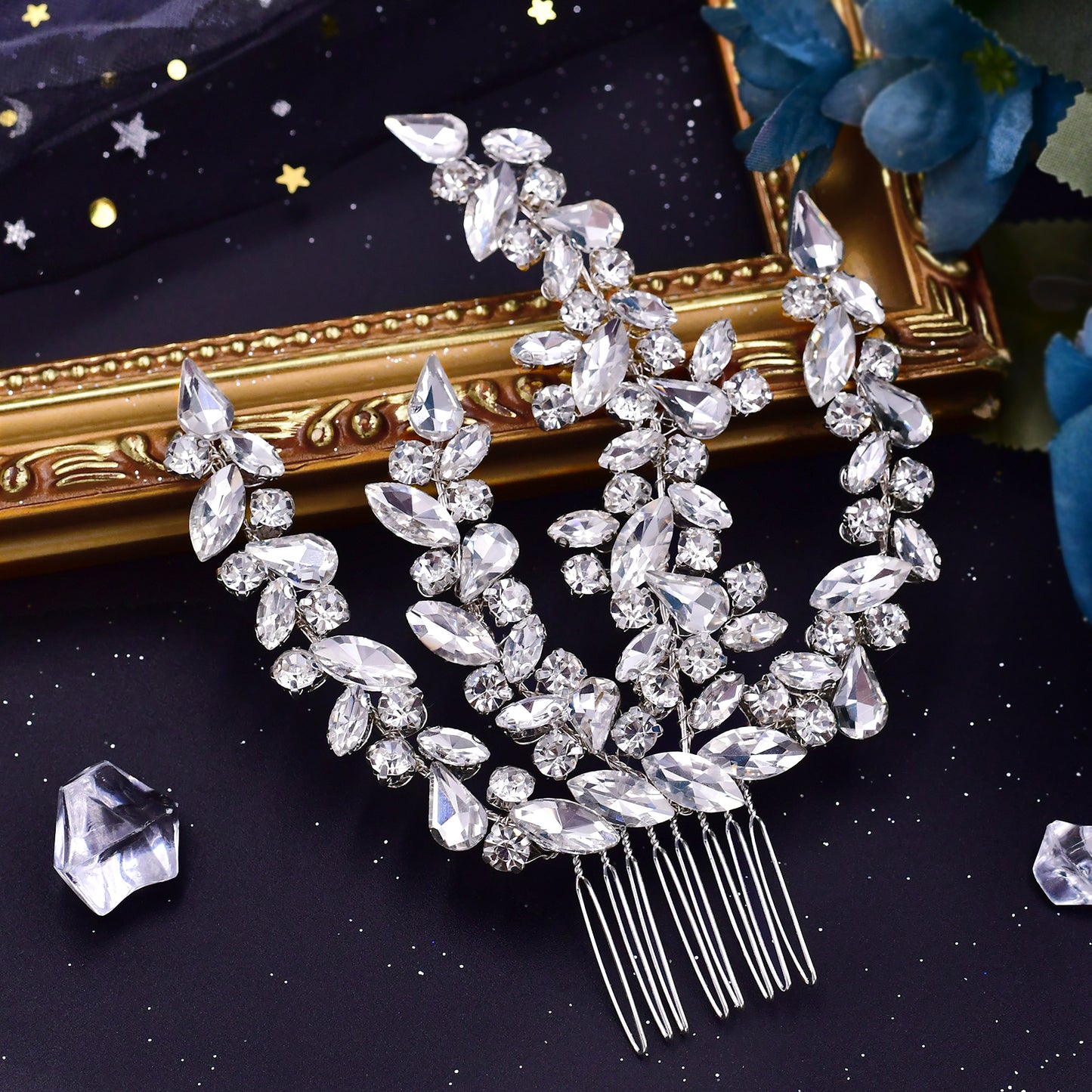 BRIDELLA BHP489  Bridal Comb Rhinestone Headpiece Wedding Head Jewelry Bride Hair Accessories Elegant Crystal Women Headdress