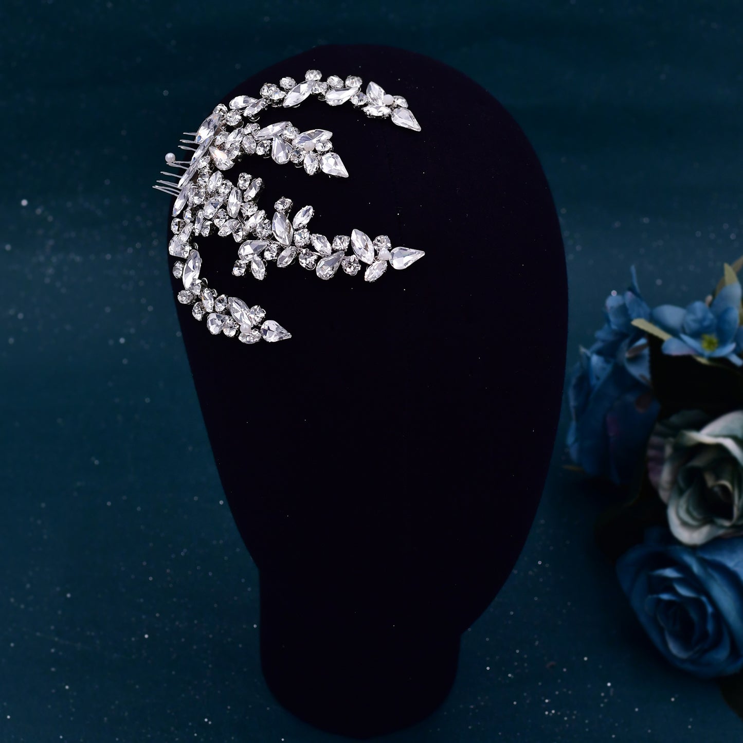 BRIDELLA BHP489  Bridal Comb Rhinestone Headpiece Wedding Head Jewelry Bride Hair Accessories Elegant Crystal Women Headdress