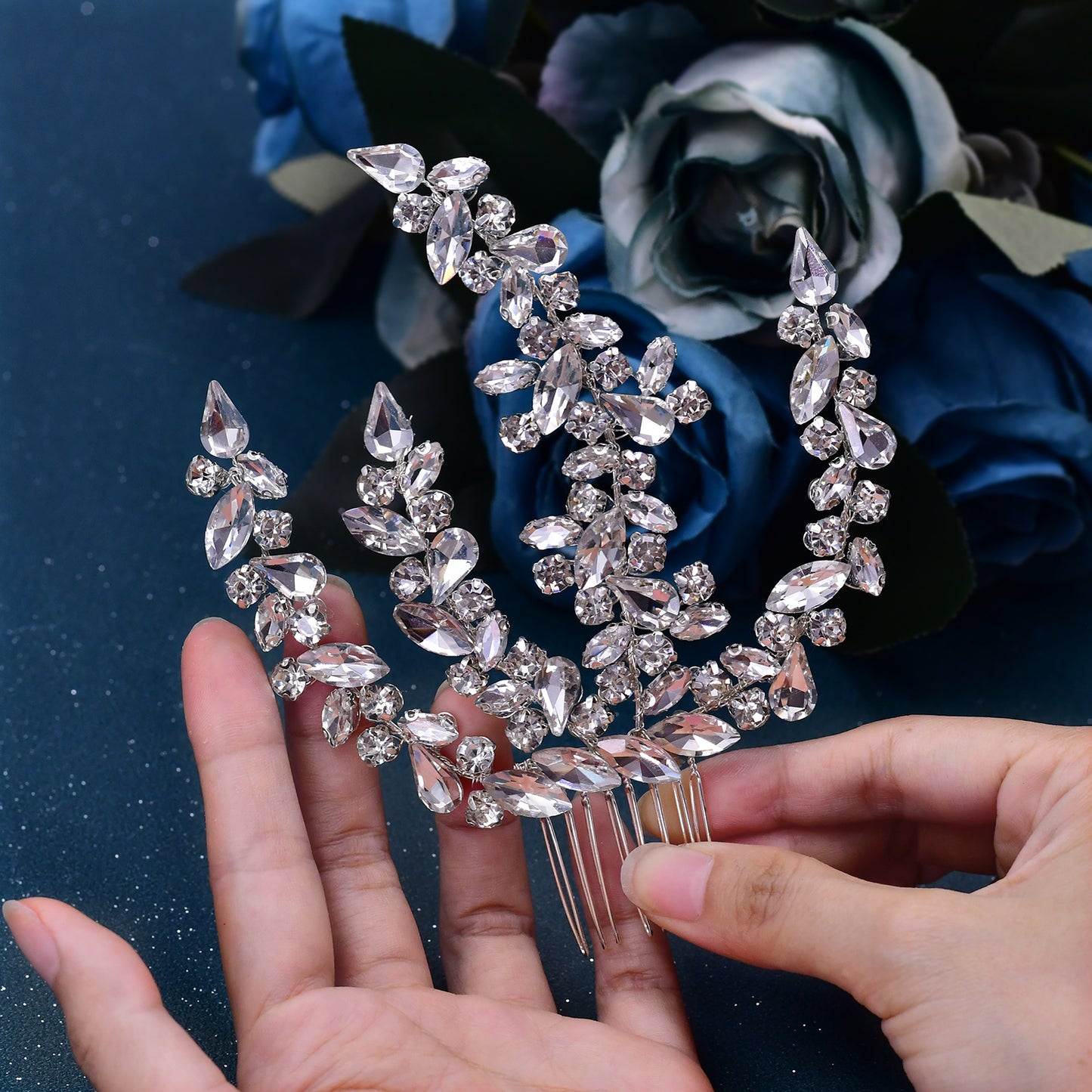 BRIDELLA BHP489  Bridal Comb Rhinestone Headpiece Wedding Head Jewelry Bride Hair Accessories Elegant Crystal Women Headdress
