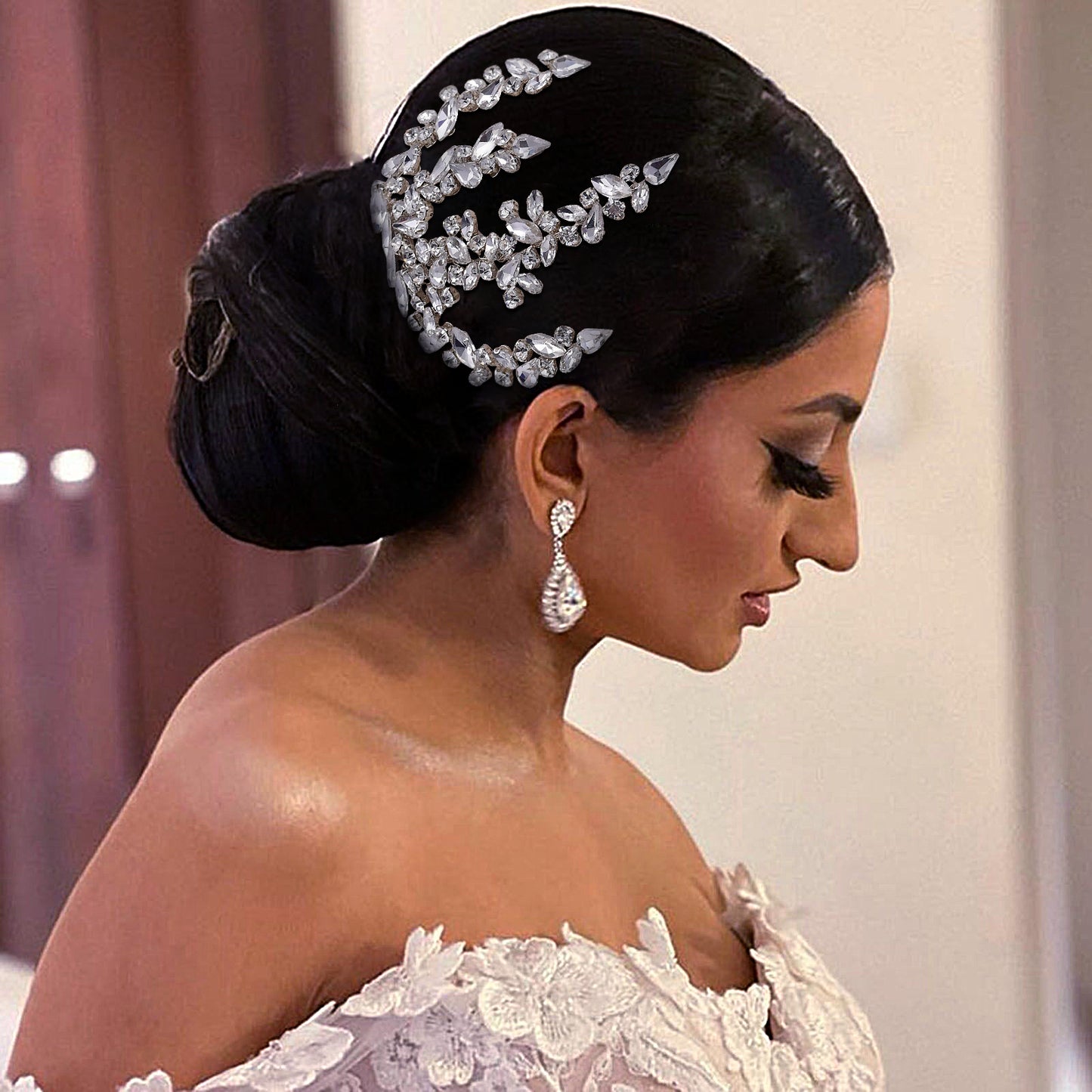 BRIDELLA BHP489  Bridal Comb Rhinestone Headpiece Wedding Head Jewelry Bride Hair Accessories Elegant Crystal Women Headdress