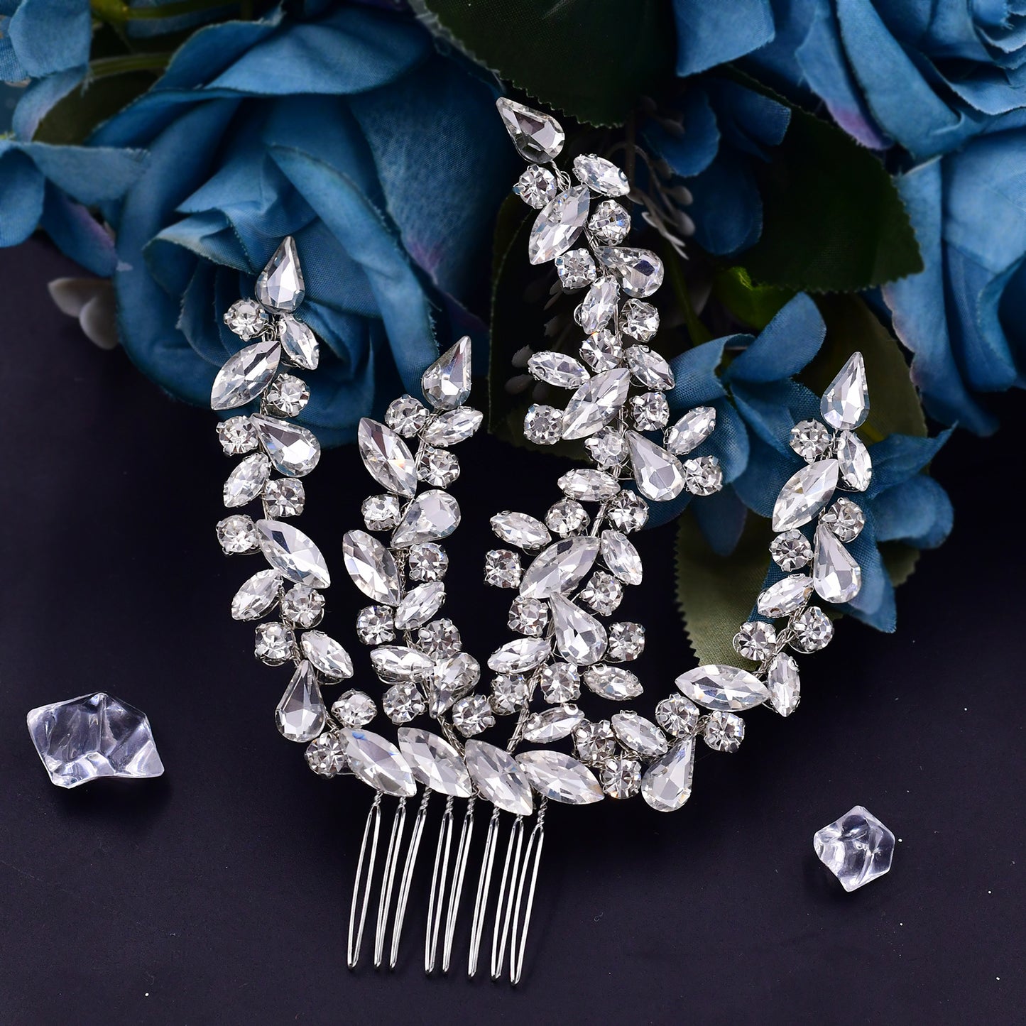 BRIDELLA BHP489  Bridal Comb Rhinestone Headpiece Wedding Head Jewelry Bride Hair Accessories Elegant Crystal Women Headdress