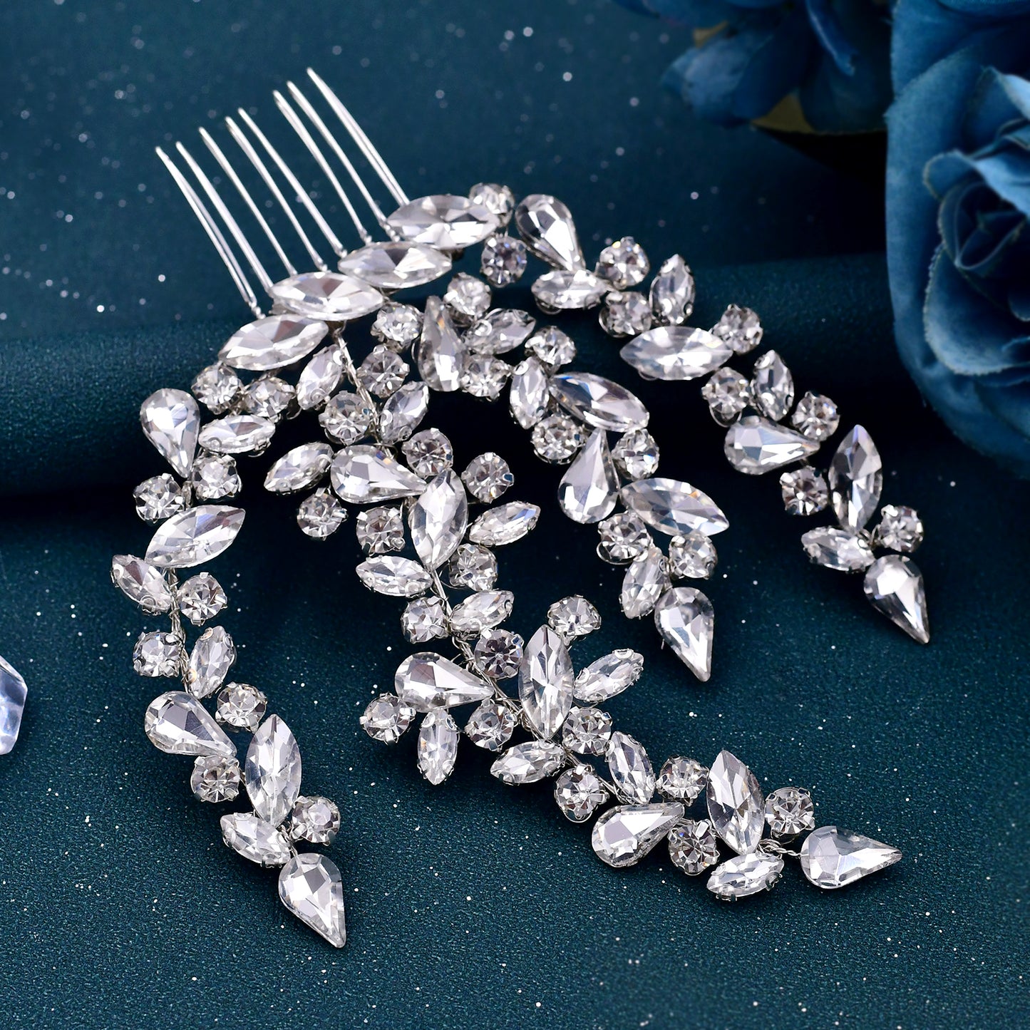 BRIDELLA BHP489  Bridal Comb Rhinestone Headpiece Wedding Head Jewelry Bride Hair Accessories Elegant Crystal Women Headdress