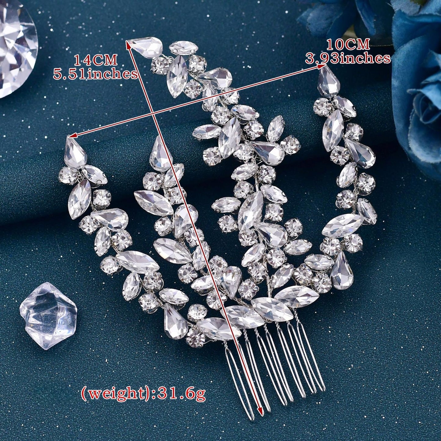BRIDELLA BHP489  Bridal Comb Rhinestone Headpiece Wedding Head Jewelry Bride Hair Accessories Elegant Crystal Women Headdress