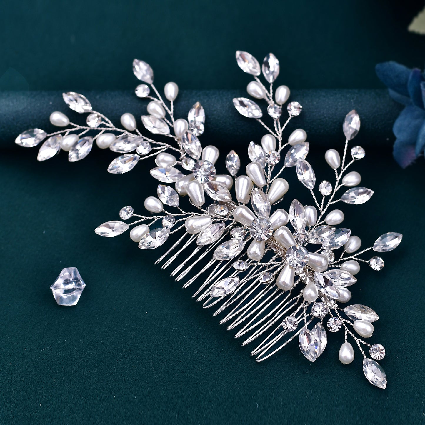 BRIDELLA BHP527 Pearl Hair Comb Accessories for Women Bridal Hair Clip Wedding Hair Accessories Crystal Bride Head Tiara Headwear