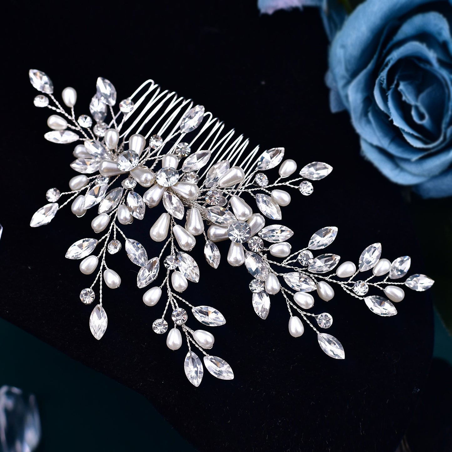 BRIDELLA BHP527 Pearl Hair Comb Accessories for Women Bridal Hair Clip Wedding Hair Accessories Crystal Bride Head Tiara Headwear