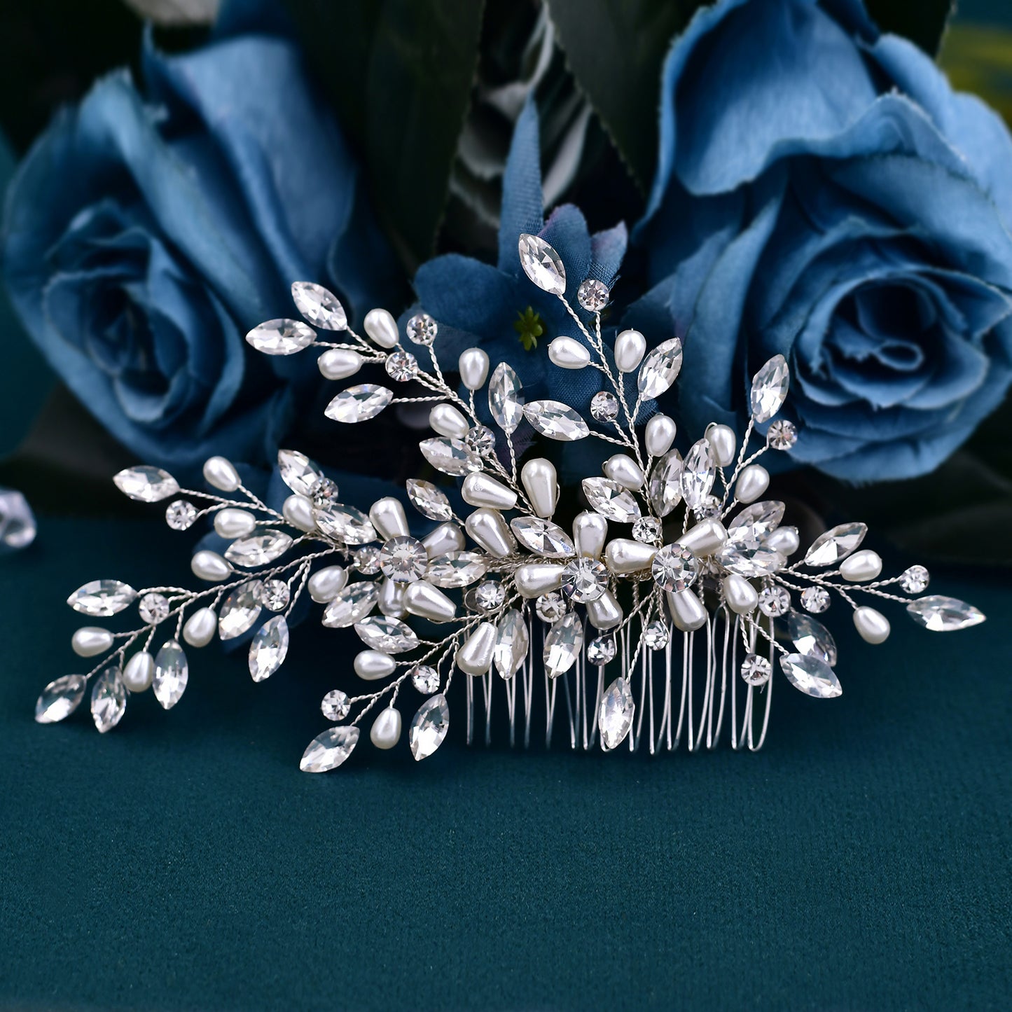 BRIDELLA BHP527 Pearl Hair Comb Accessories for Women Bridal Hair Clip Wedding Hair Accessories Crystal Bride Head Tiara Headwear