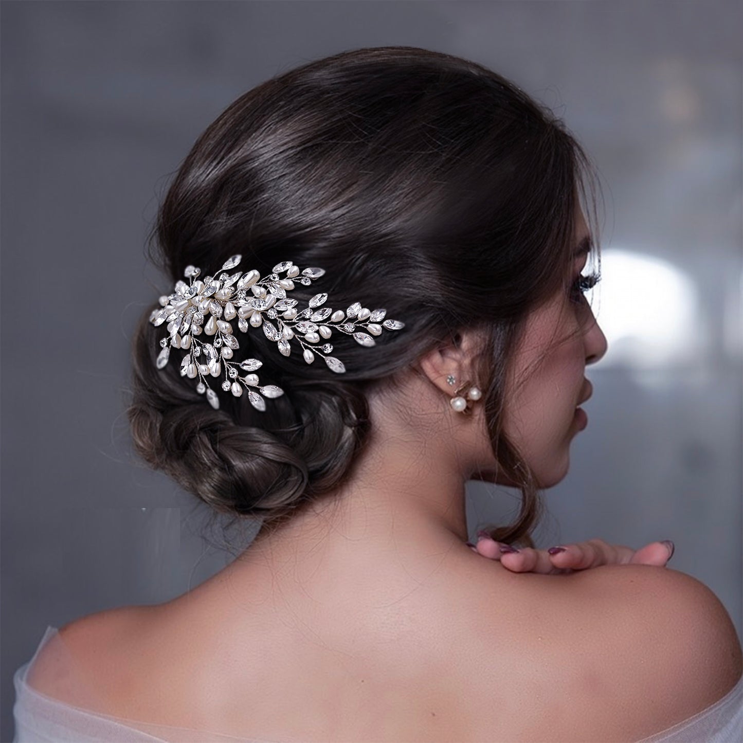 BRIDELLA BHP527 Pearl Hair Comb Accessories for Women Bridal Hair Clip Wedding Hair Accessories Crystal Bride Head Tiara Headwear