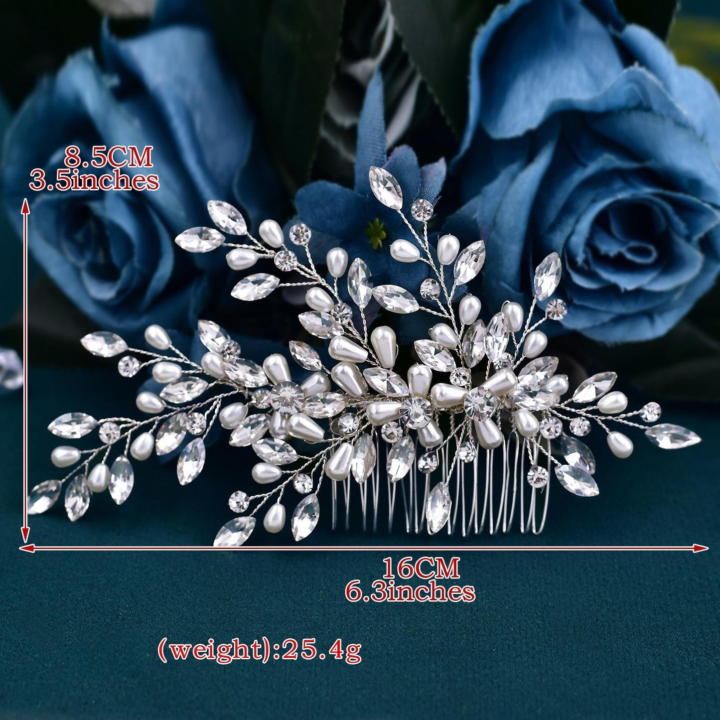BRIDELLA BHP527 Pearl Hair Comb Accessories for Women Bridal Hair Clip Wedding Hair Accessories Crystal Bride Head Tiara Headwear