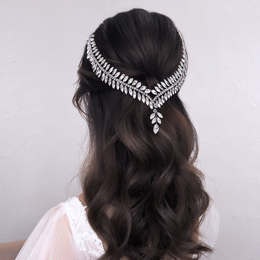 BRIDELLA BHP529 Forehead Headband for Bride Rhinestone Head Chain Woman Tiara Wedding Hair Accessories Jewelry Bride Headdress