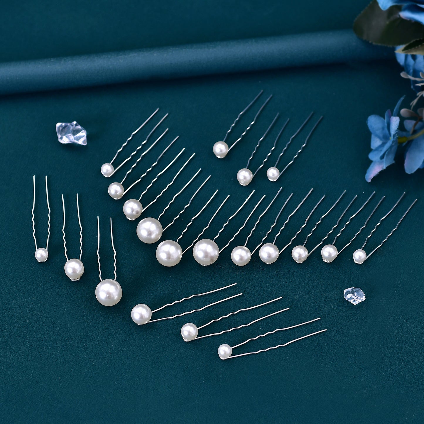 BRIDELLA BHP536  20 Pcs U Shape Hair Pin for Woman Pearls Bridal Hair Clip Party Wedding Hair Accessories Bridesmaid Girl Hairpin Set