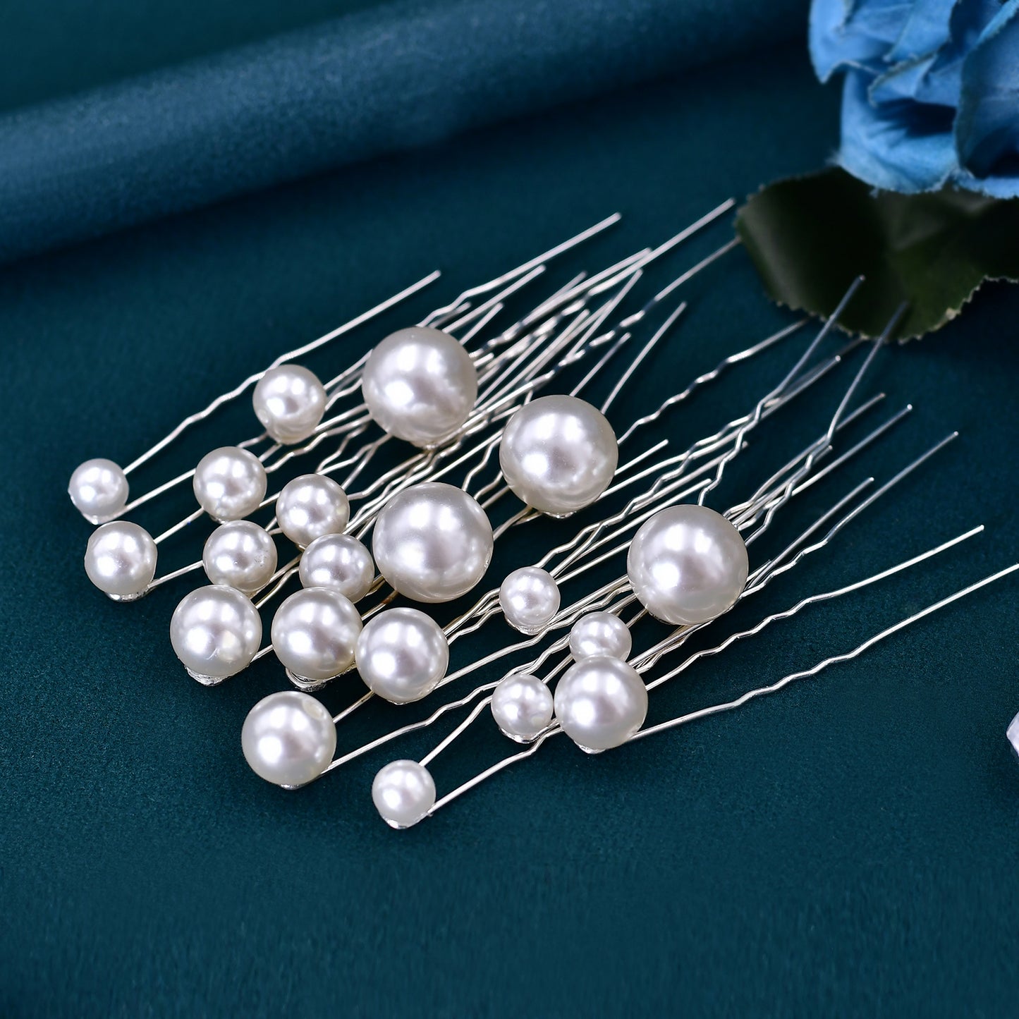 BRIDELLA BHP536  20 Pcs U Shape Hair Pin for Woman Pearls Bridal Hair Clip Party Wedding Hair Accessories Bridesmaid Girl Hairpin Set
