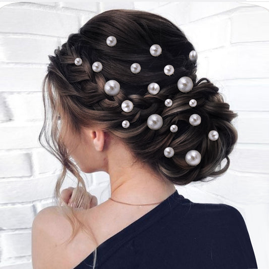 BHP536-20 pcs silver pearl headwear