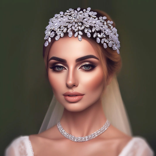 BHP539-S silver rhinestone crystal headband