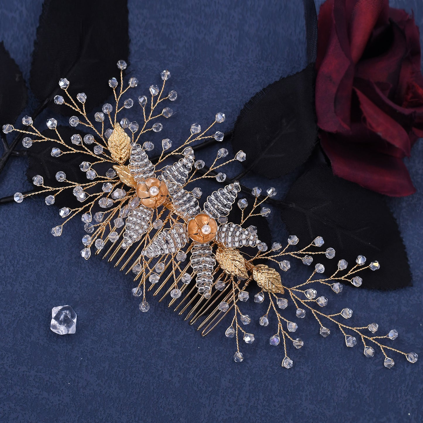 BRIDELLA BHP54 Wedding Crystal Bride Hair Comb Headwear Woman Head Ornaments Rhinestone Bridal Hair Clip Accessories Jewelry