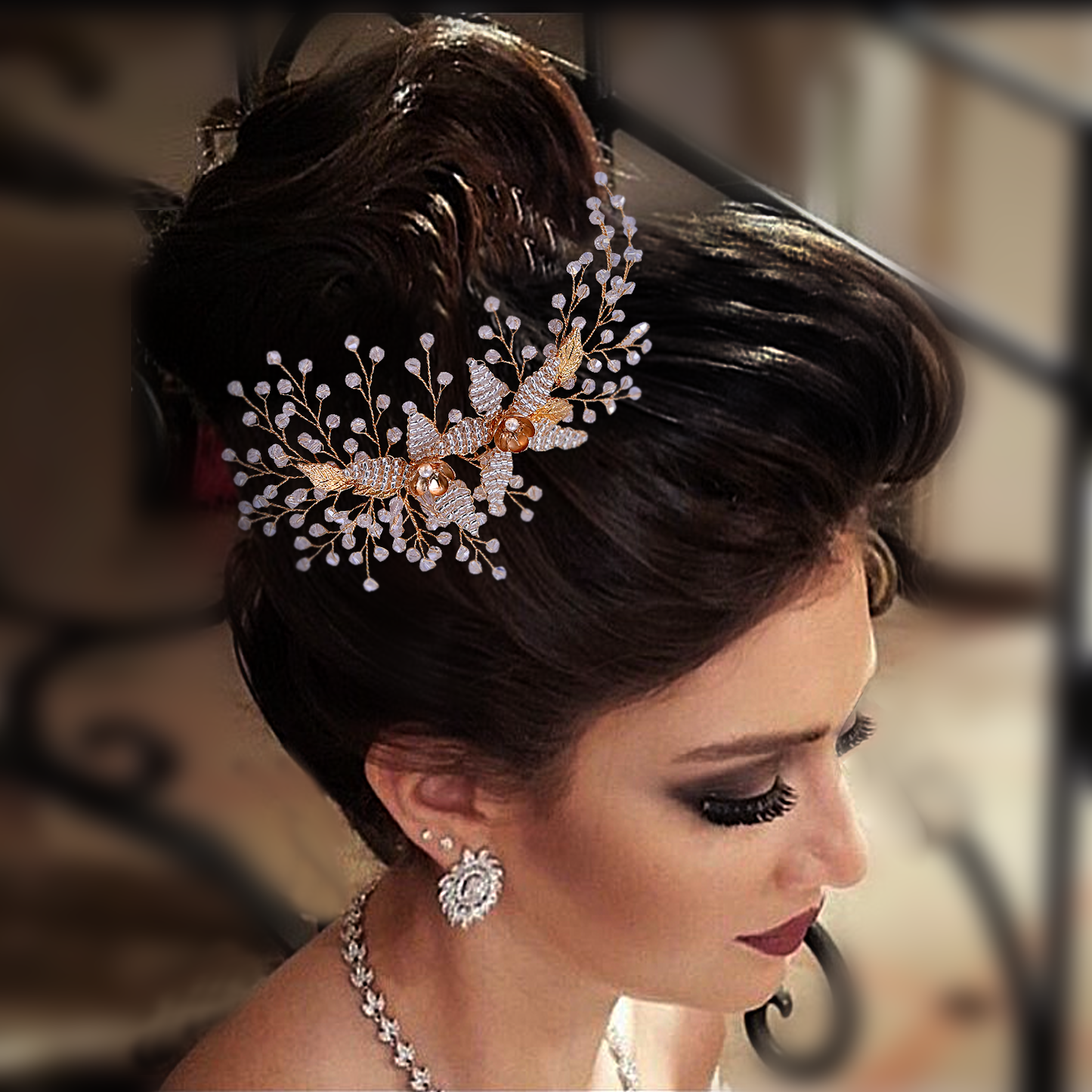 BRIDELLA BHP54 Wedding Crystal Bride Hair Comb Headwear Woman Head Ornaments Rhinestone Bridal Hair Clip Accessories Jewelry