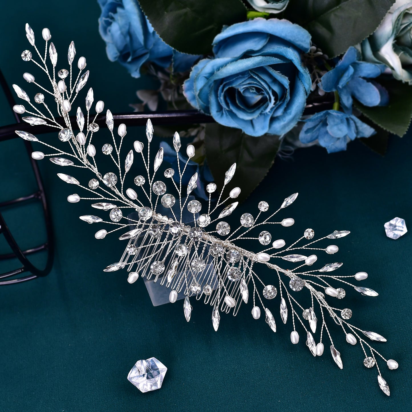 BRIDELLA BHP546 Bridal Comb Wedding Hair Accessories Shiny Rhinestone Woman Headpiece with Comb Bride Hair Clip Bridesmaid Tiara