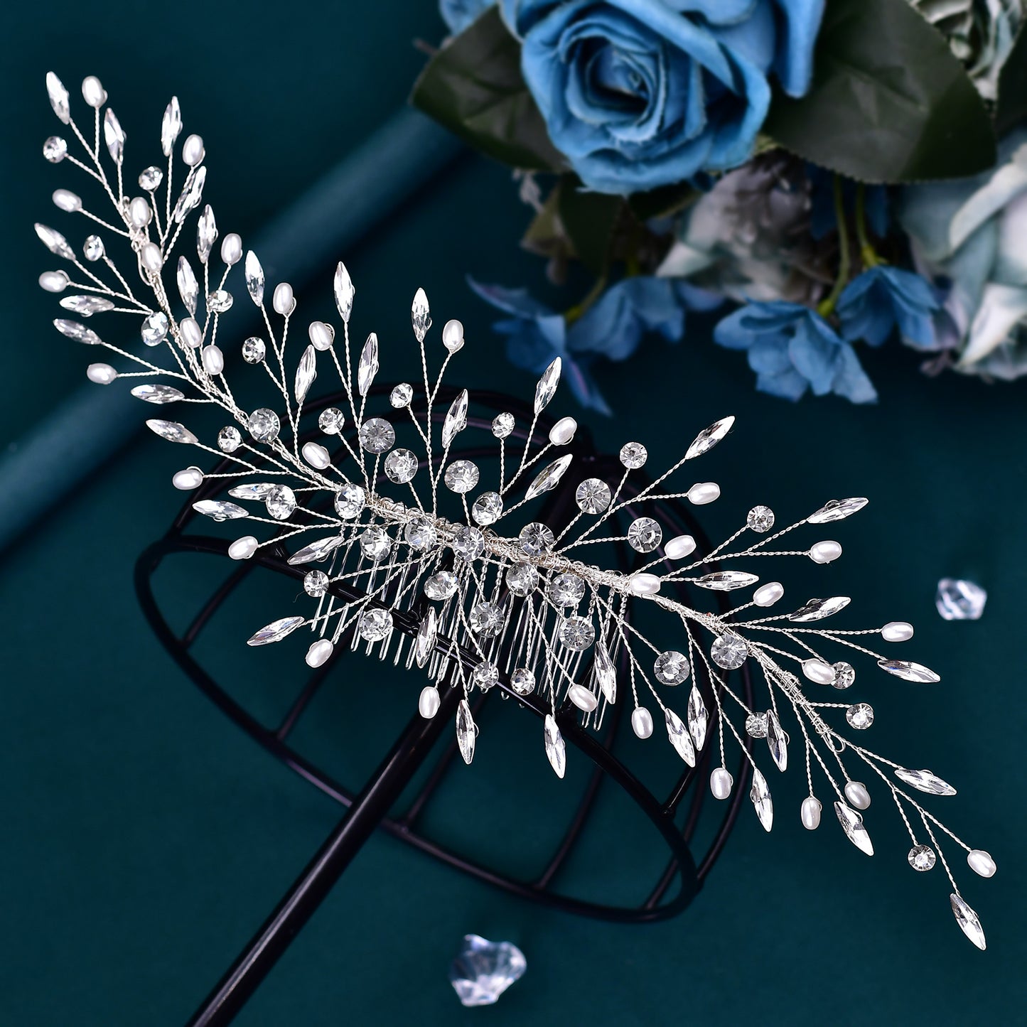 BRIDELLA BHP546 Bridal Comb Wedding Hair Accessories Shiny Rhinestone Woman Headpiece with Comb Bride Hair Clip Bridesmaid Tiara