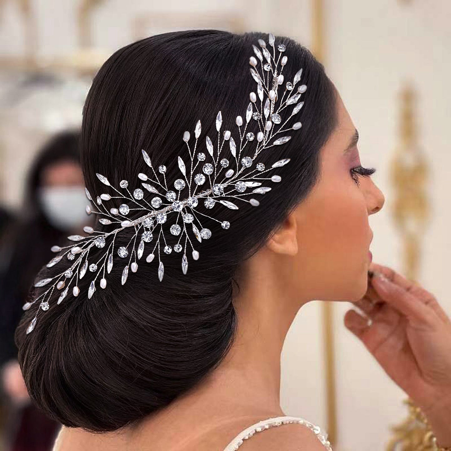 BRIDELLA BHP546 Bridal Comb Wedding Hair Accessories Shiny Rhinestone Woman Headpiece with Comb Bride Hair Clip Bridesmaid Tiara