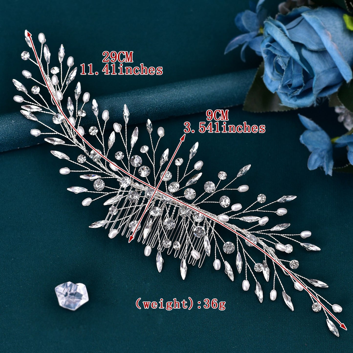 BRIDELLA BHP546 Bridal Comb Wedding Hair Accessories Shiny Rhinestone Woman Headpiece with Comb Bride Hair Clip Bridesmaid Tiara
