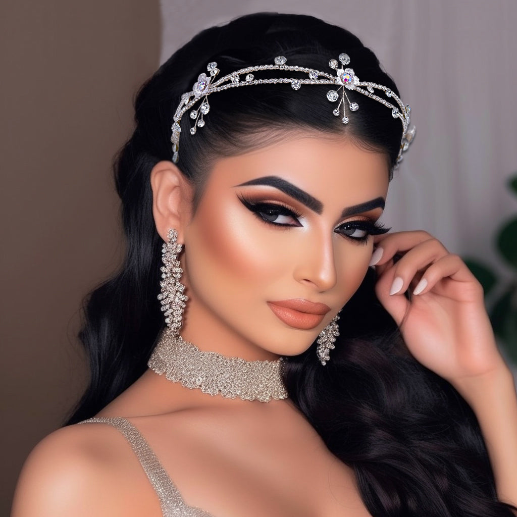 BRIDELLA BHP548 Forehead Bridal Headband Wedding Hair Accessories Crystal Bride Hair Vine Headband Woman Headwear Ornaments