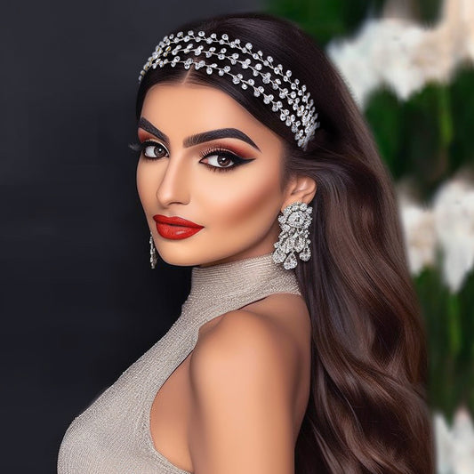 BRIDELLA BHP552 Wedding Bridal Hair Vine Headband Woman Headpiece Shiny Bride Multi-layer Headdress for Girl Bridesmaids Headband