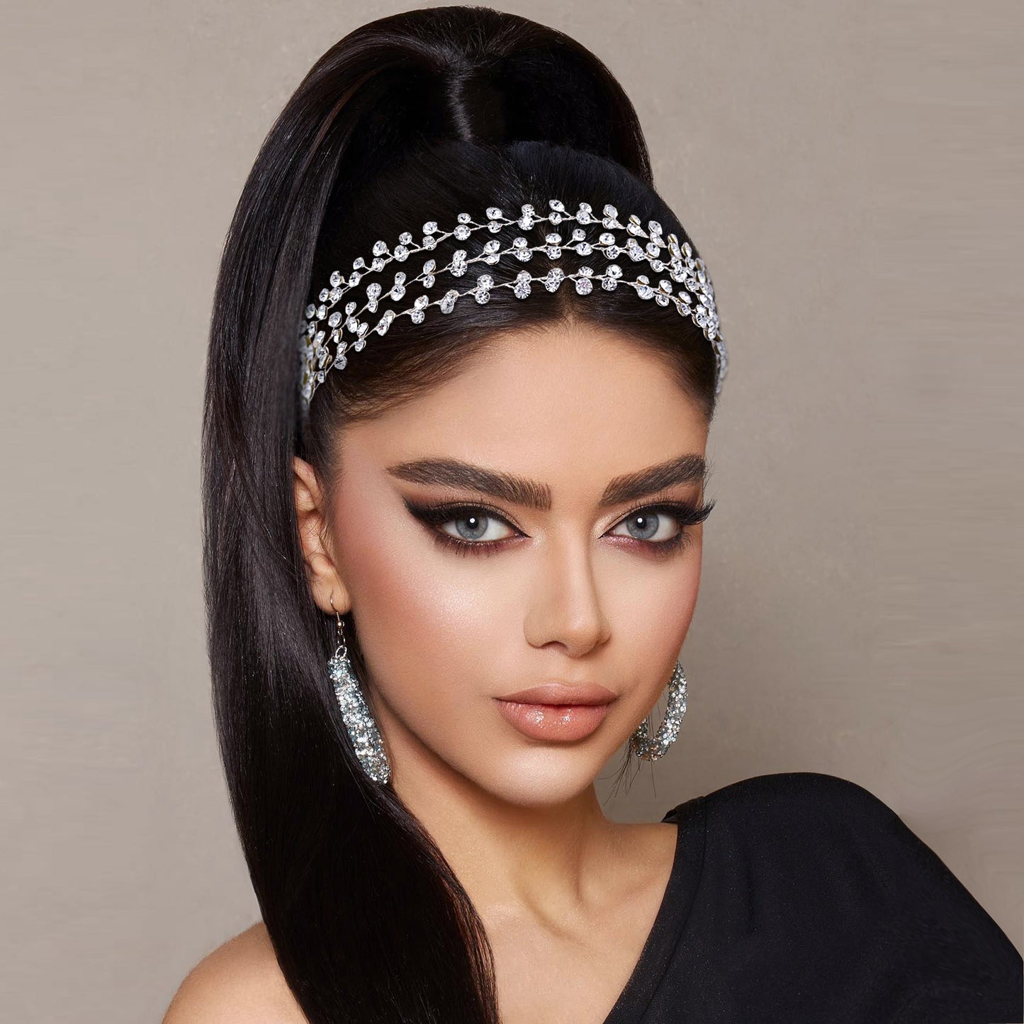 BRIDELLA BHP552 Wedding Bridal Hair Vine Headband Woman Headpiece Shiny Bride Multi-layer Headdress for Girl Bridesmaids Headband