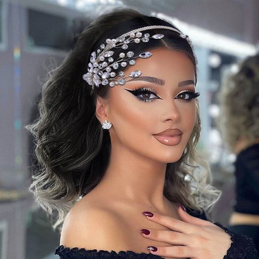 BHP582-S silver rhinestone pearl tiara