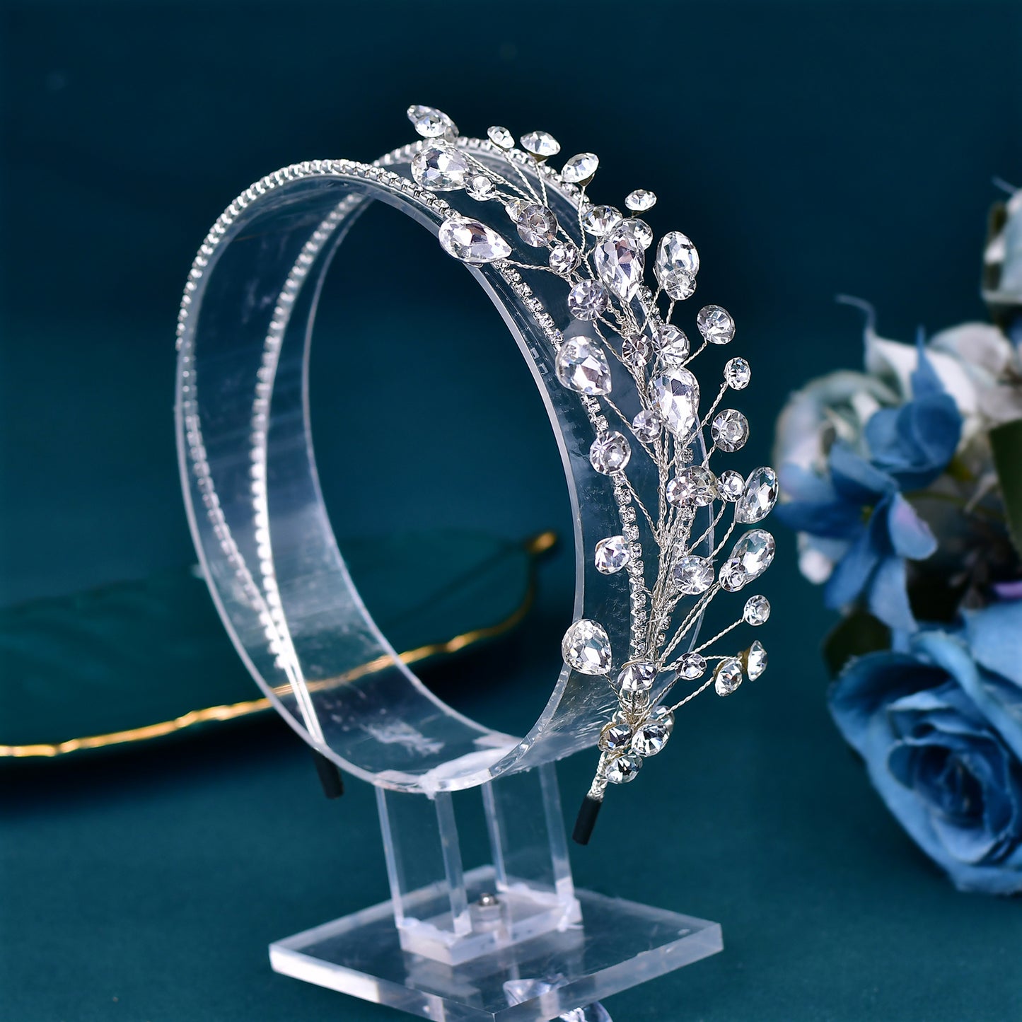BRIDELLA BHP584 Rhinestone Bridal Headband Wedding Hair Accessories Brides Headpiece Women Girl Hair Hoop Bridesmaids Tiara
