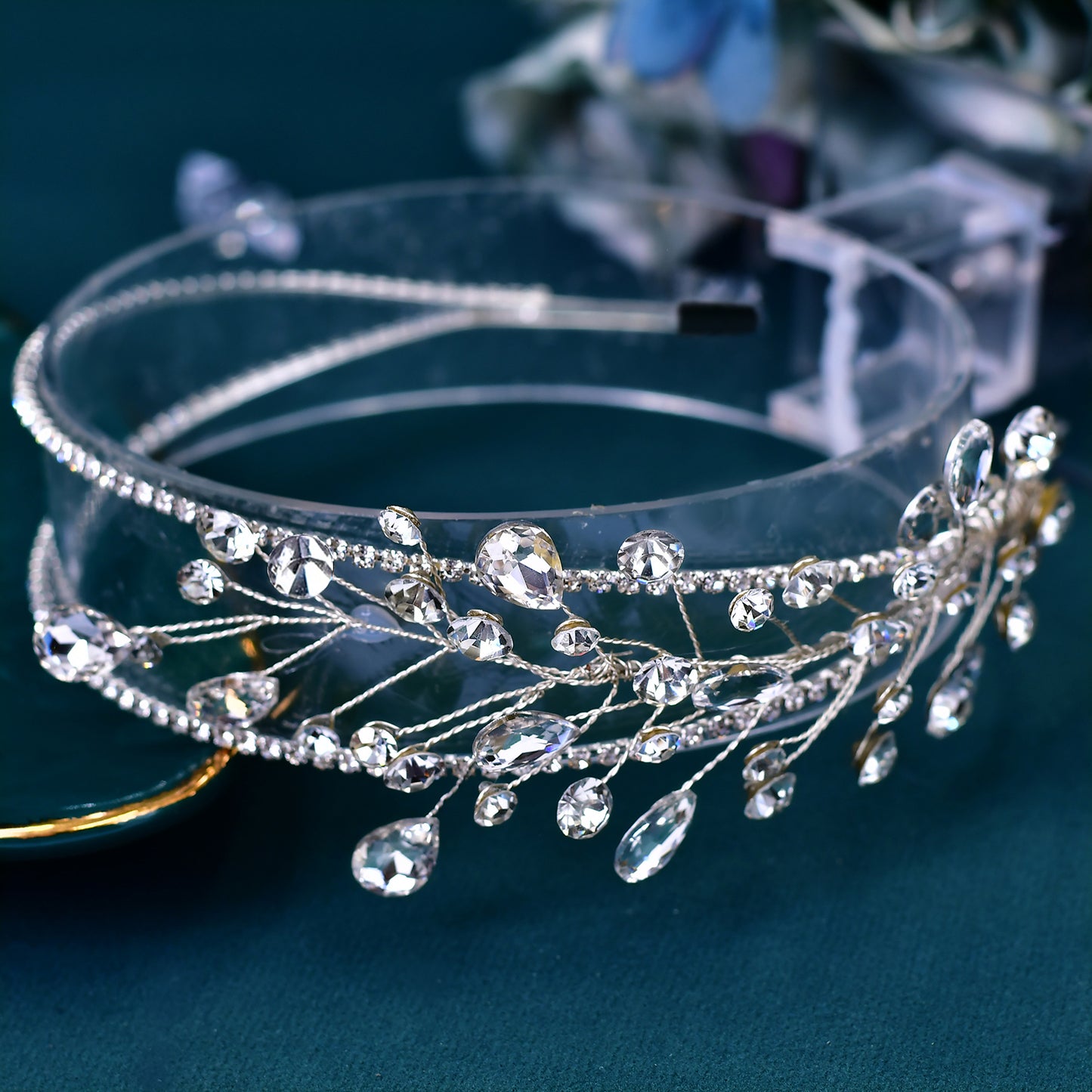 BRIDELLA BHP584 Rhinestone Bridal Headband Wedding Hair Accessories Brides Headpiece Women Girl Hair Hoop Bridesmaids Tiara