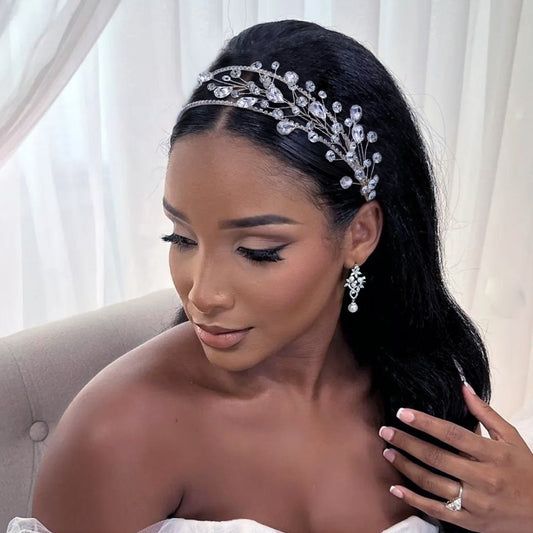 BRIDELLA BHP584 Rhinestone Bridal Headband Wedding Hair Accessories Brides Headpiece Women Girl Hair Hoop Bridesmaids Tiara