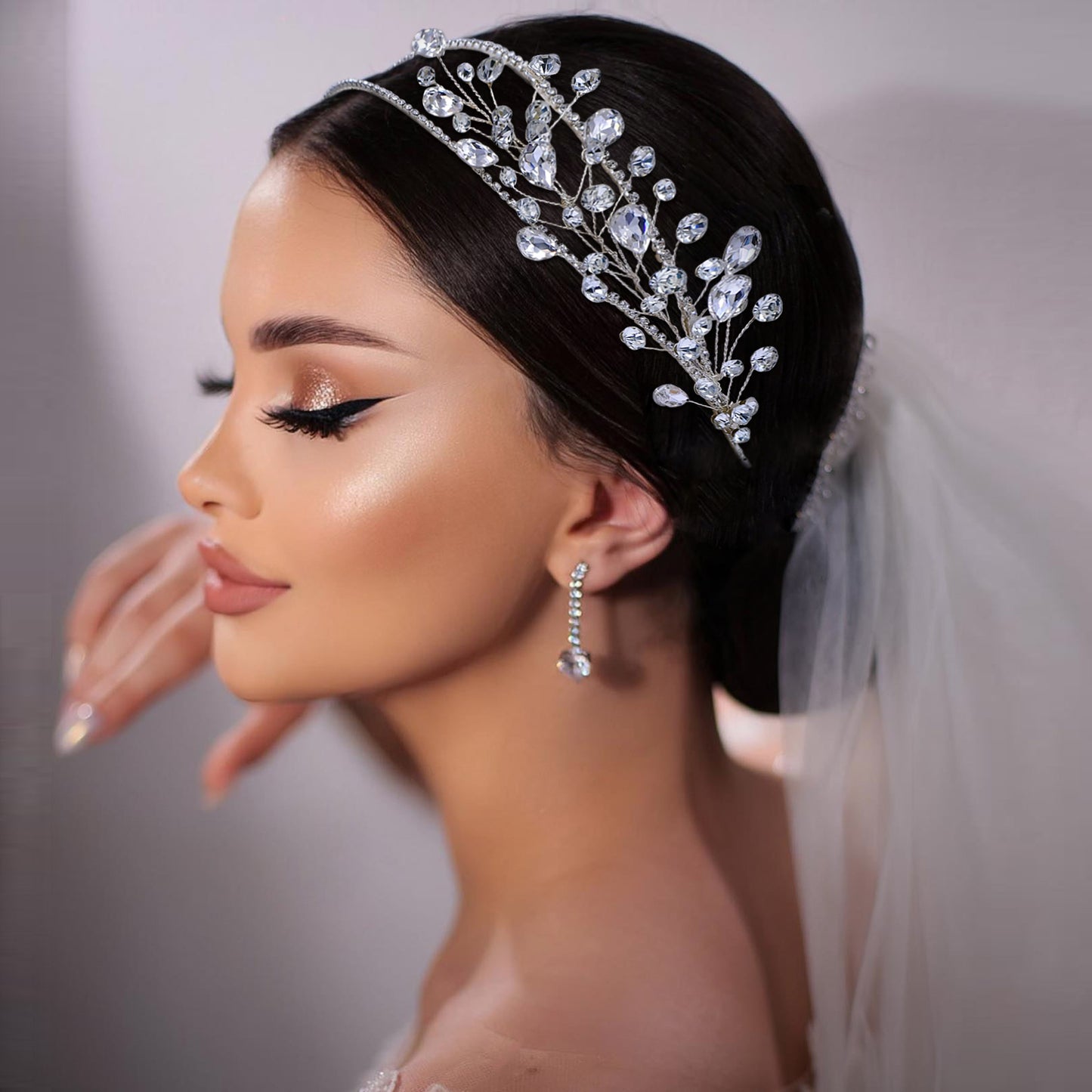 BRIDELLA BHP584 Rhinestone Bridal Headband Wedding Hair Accessories Brides Headpiece Women Girl Hair Hoop Bridesmaids Tiara