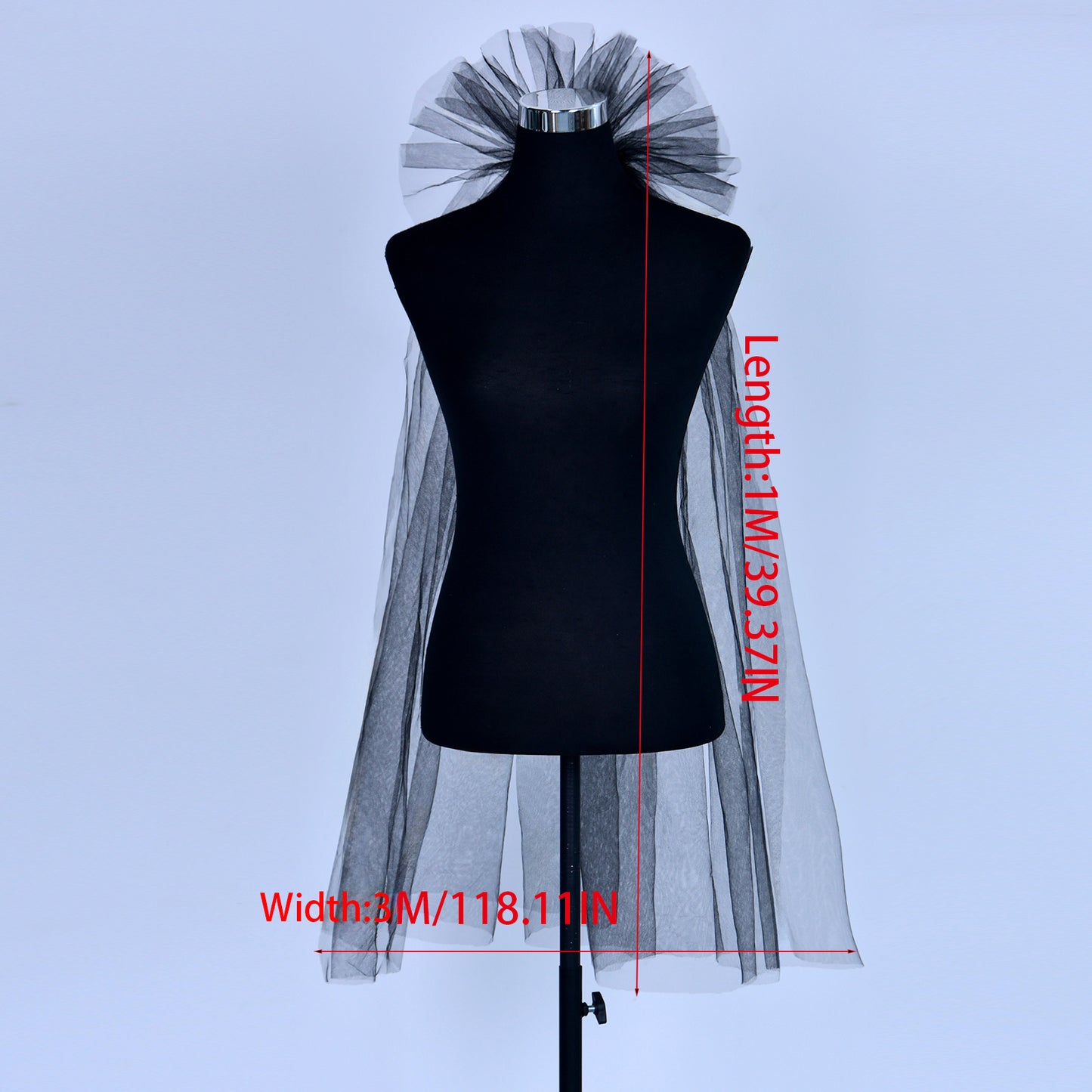 BRIDELLA BM125 Vintage Black Bridal Veil Classic Single-Layer Gothic Wedding Veil with Comb Exaggerated Flower Shaped Wedding Dress Accessories Halloween Cos Headwear